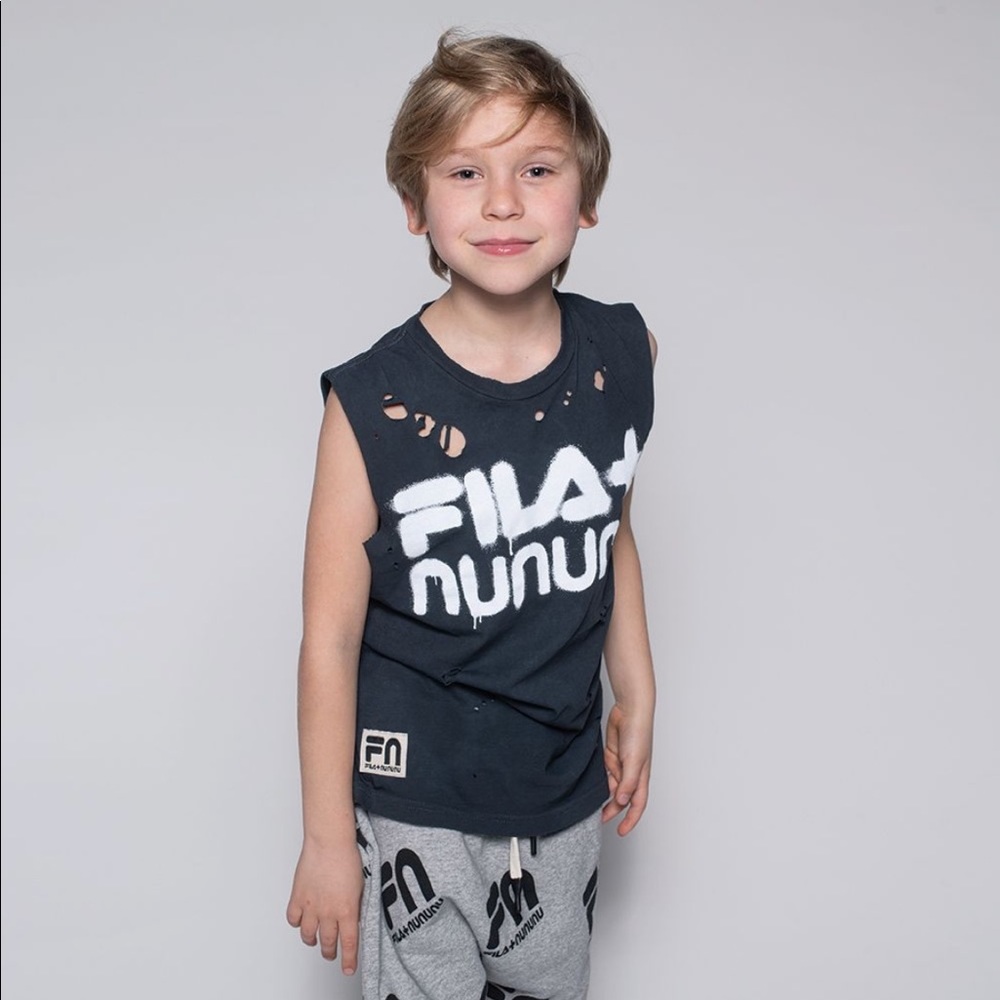 NWT - NUNUNU x FILA Deconstructed Sleeveless Shirt - 2-3 & 4-5